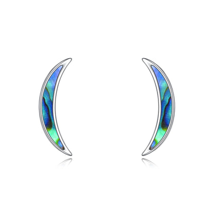 JSJOY Ear Crawler Climber Earrings Sterling Silver Rose Flower Crescent Moon Stud Earrings for Women Girls Jewelry Gifts