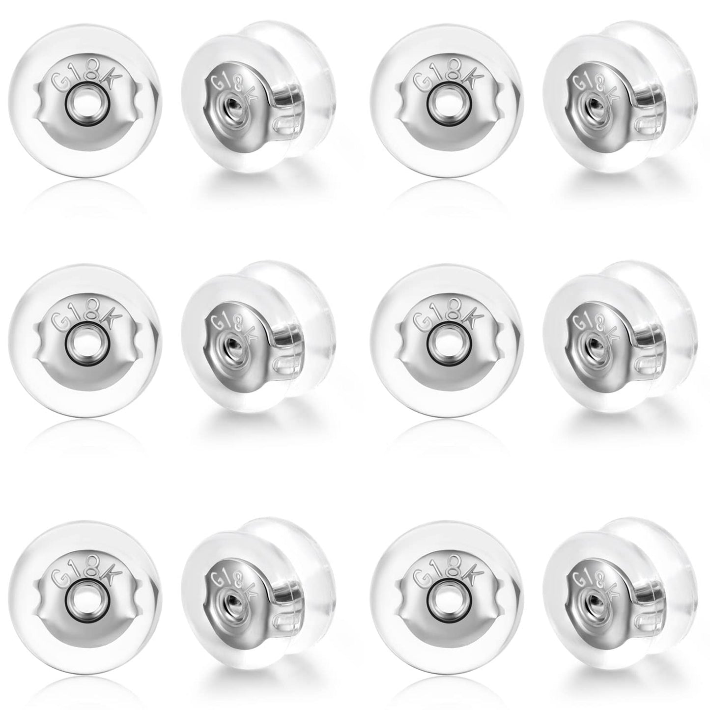 Sterling Silver Locking Secure Earring Backs for Studs Silicone Earring Backs Replacements for Studs Droopy Ears No-Irritate Hypoallergenice Earring Backs for Adults&Kid
