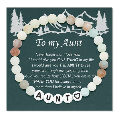 Letter Natural Stone Bracelet Christmas Birthday Valentine Mother's Day Gifts for Women Girls Men