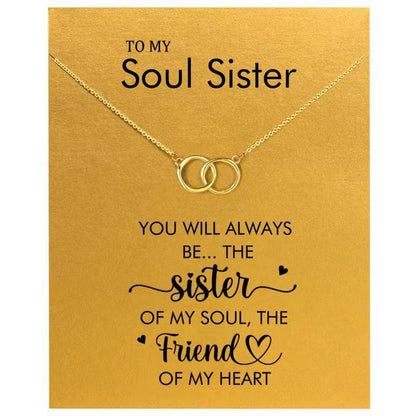 JSJOY  Sister Gifts from Sisters Sister Necklaces Best Friend Necklace for Women Girls Christmas, Birthday Graduation Gifts with Gifts Card