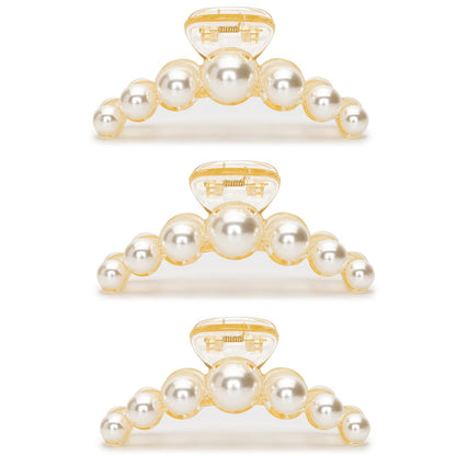 JSJOY Pearl Hair Claw Styling Hair Clips Strong Hold Hair Jaw Clips Big Hair Clips Barrettes Nonslip Birthday Business Gift Hair Accessories for Women Girls Daughter Girlfriend(4 Pack)