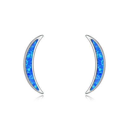 JSJOY Ear Crawler Climber Earrings Sterling Silver Rose Flower Crescent Moon Stud Earrings for Women Girls Jewelry Gifts