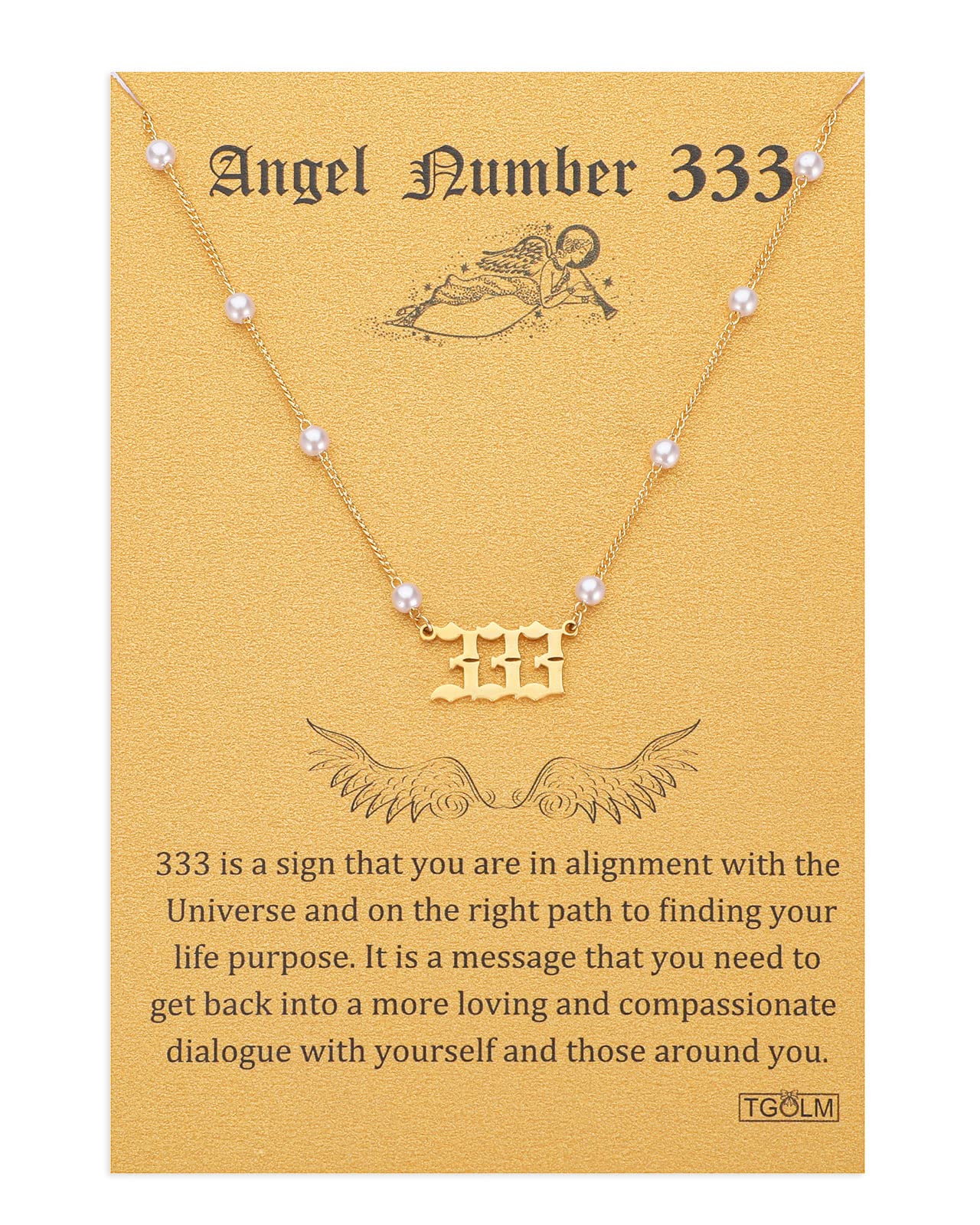 Angel Number Necklace Digital necklace 18k Gold Plated Stainless Steel Faux Pearl Choker Chain Gift for Women Girl