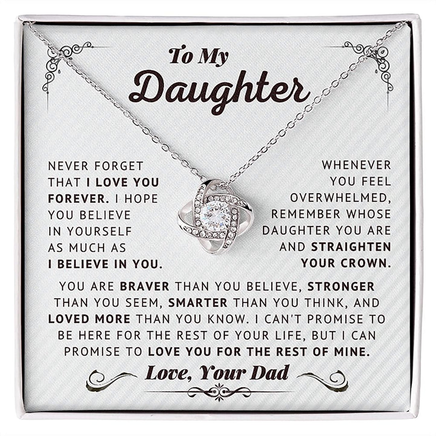 Daughter Gifts From Dad - To My Daughter Necklace From Dad Believe In Yourself Love Knot Necklace Gifts For Daughter On Birthday Gifts For Daughter Father Daughter Gifts Christmas Graduation Valentine Idea Gifts