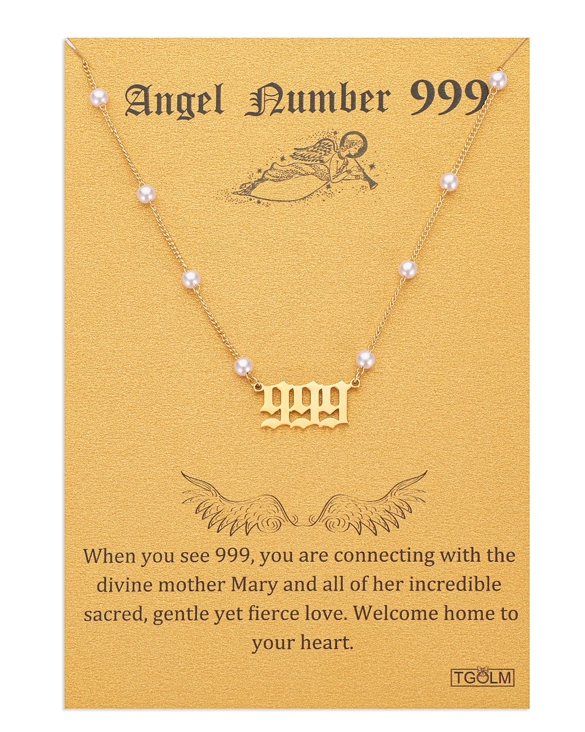 Angel Number Necklace Digital necklace 18k Gold Plated Stainless Steel Faux Pearl Choker Chain Gift for Women Girl