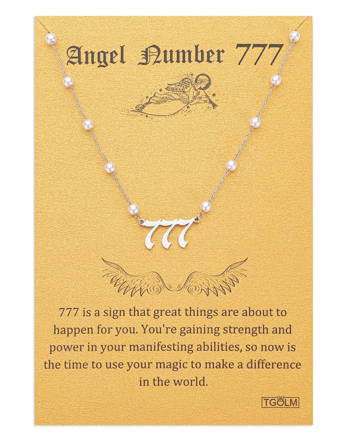 Angel Number Necklace Digital necklace 18k Gold Plated Stainless Steel Faux Pearl Choker Chain Gift for Women Girl