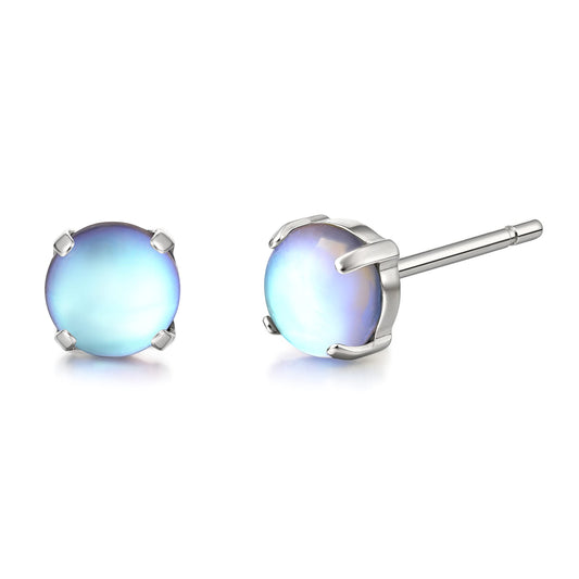 Opal/Moonstone Cat's Eye Blue Turquoise  Stud Earrings Pure Titanium Hypoallergenic Earrings  Stud Earrings Implant Grade Delicate Jewelry For Sensitive Ears