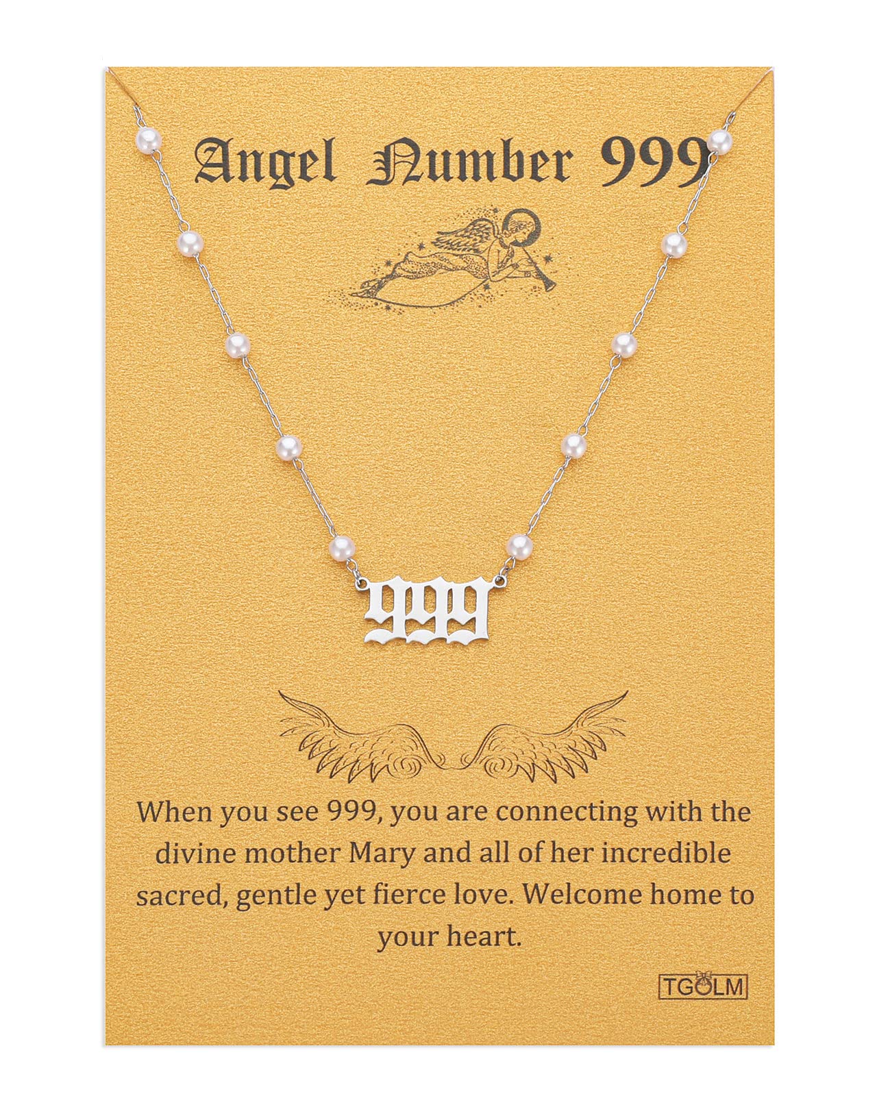 Angel Number Necklace Digital necklace 18k Gold Plated Stainless Steel Faux Pearl Choker Chain Gift for Women Girl