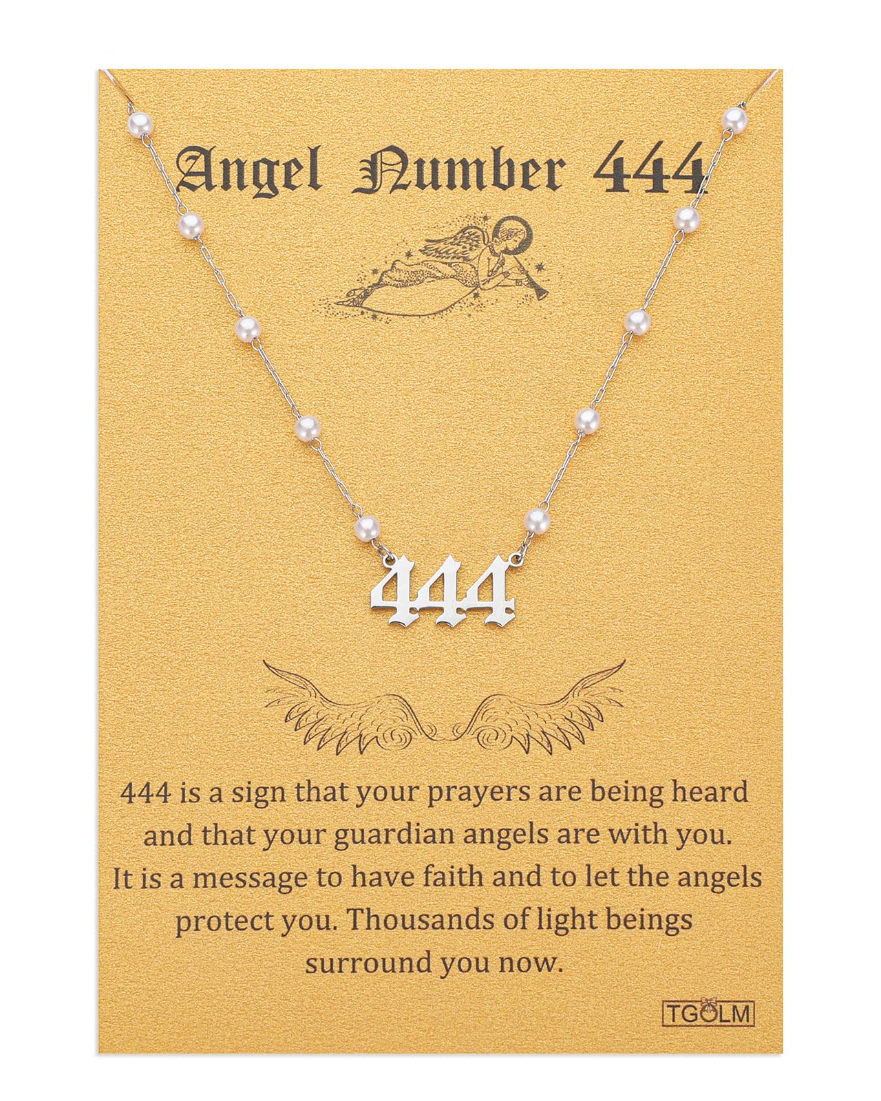 Angel Number Necklace Digital necklace 18k Gold Plated Stainless Steel Faux Pearl Choker Chain Gift for Women Girl