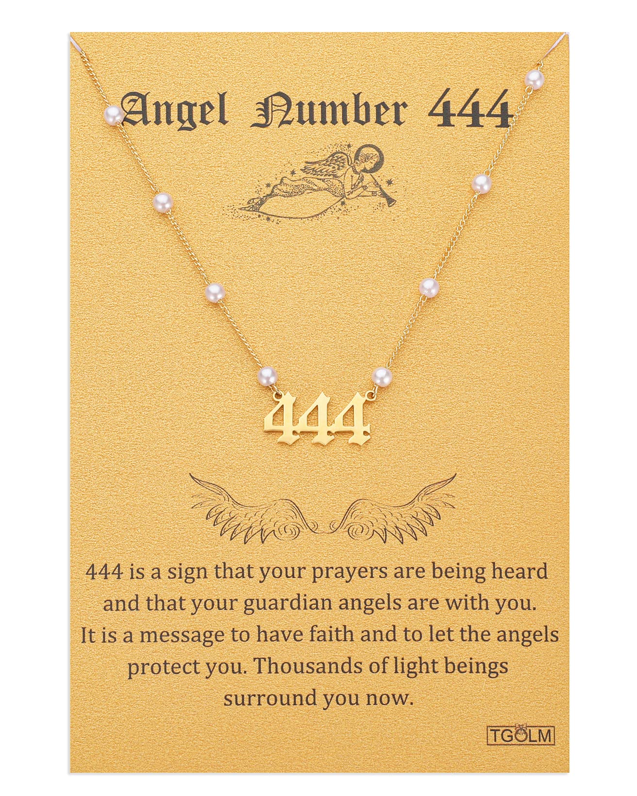 Angel Number Necklace Digital necklace 18k Gold Plated Stainless Steel Faux Pearl Choker Chain Gift for Women Girl