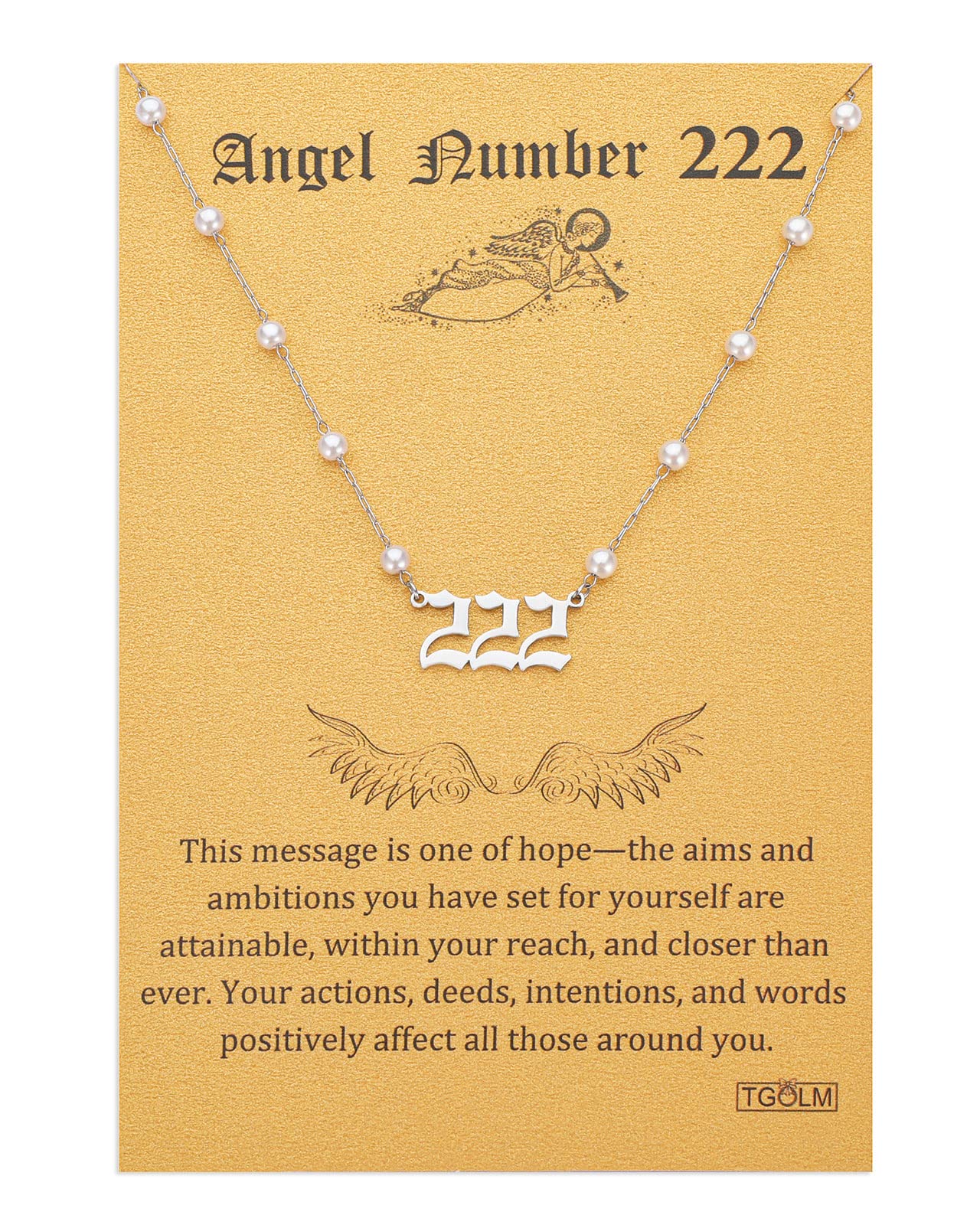 Angel Number Necklace Digital necklace 18k Gold Plated Stainless Steel Faux Pearl Choker Chain Gift for Women Girl