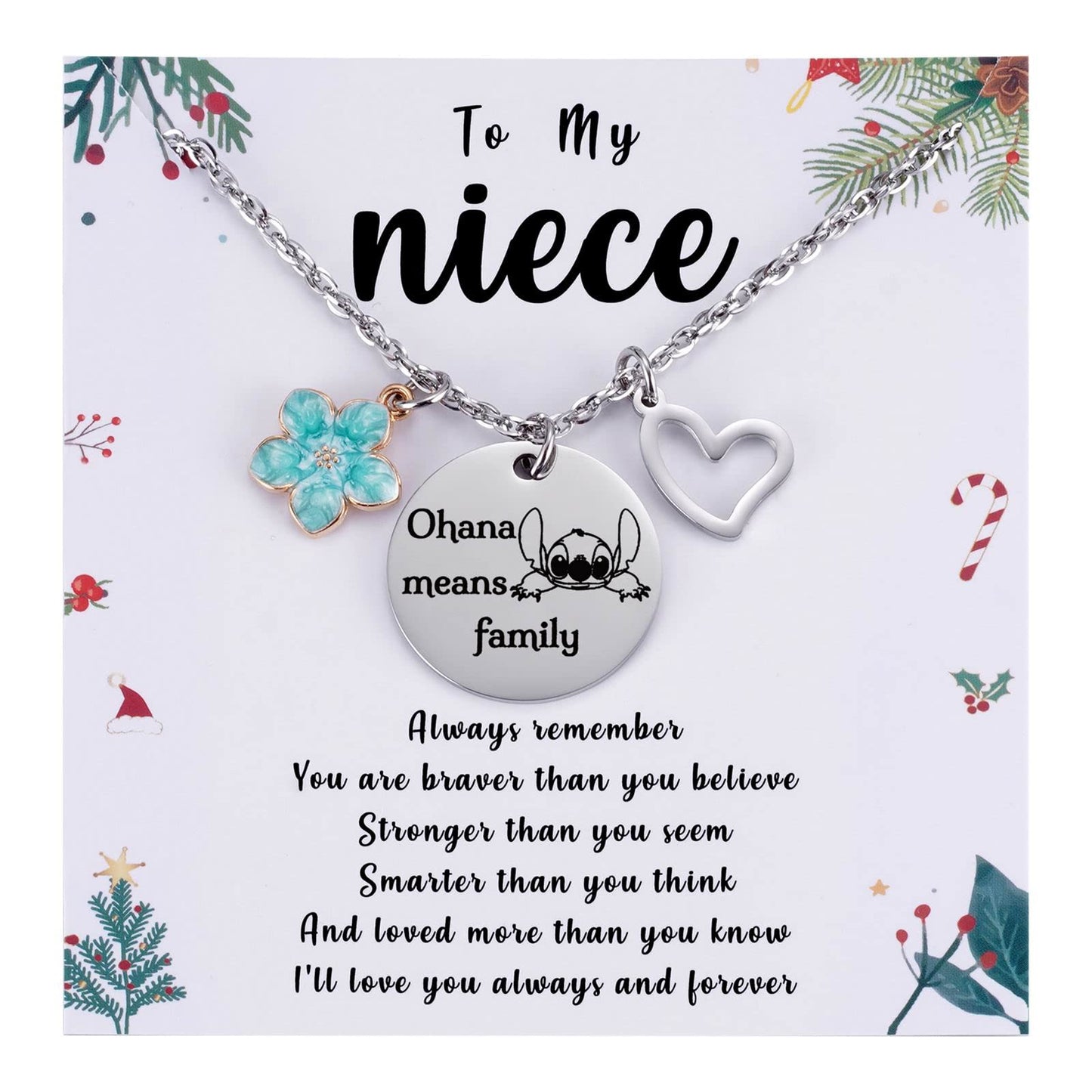 Stitch Gift Necklace&Greeting Card, Stitch Jewelry Stuff Birthday Christmas Present for Little Girls Daughter Granddaughter, Women's, Size: One size