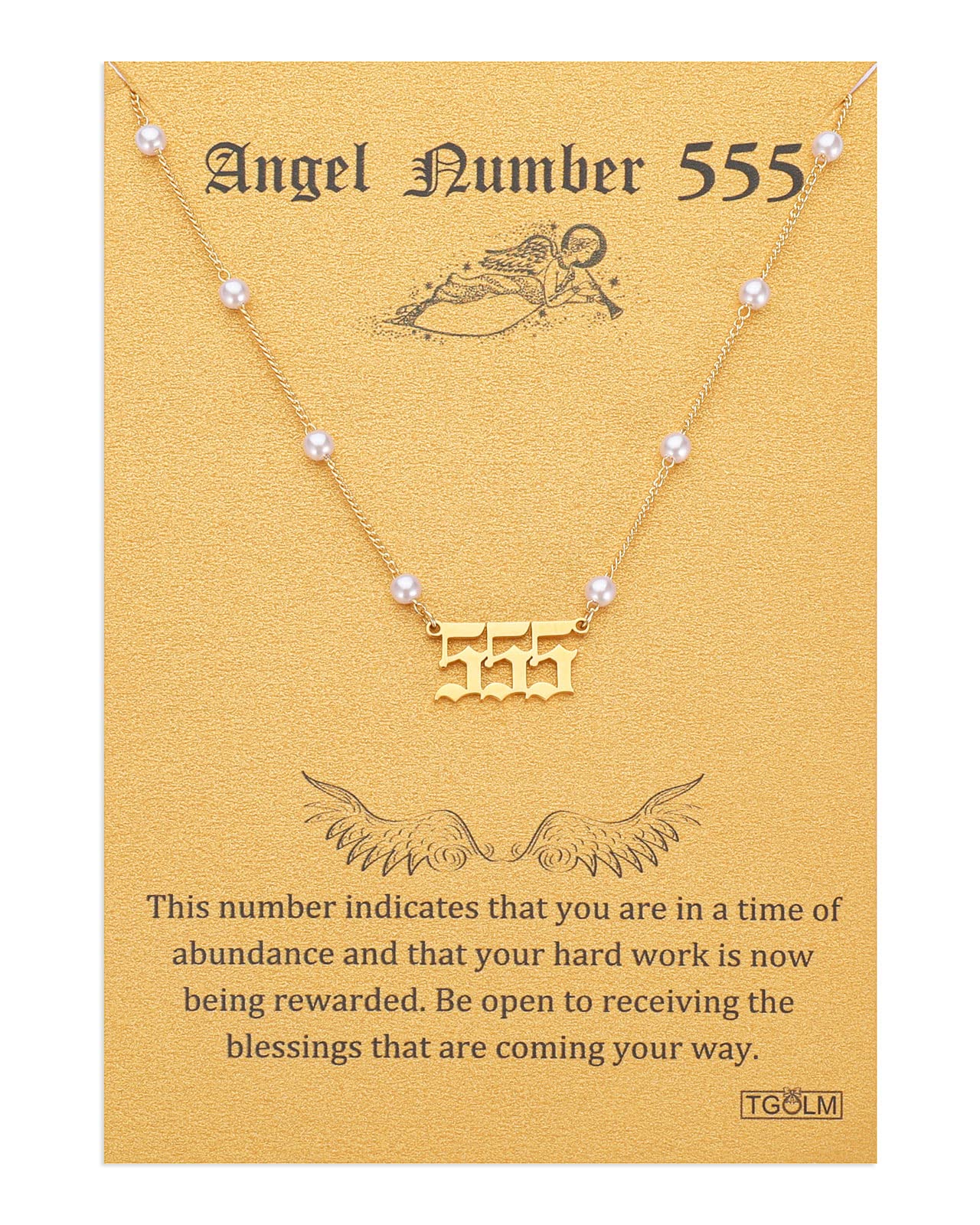 Angel Number Necklace Digital necklace 18k Gold Plated Stainless Steel Faux Pearl Choker Chain Gift for Women Girl