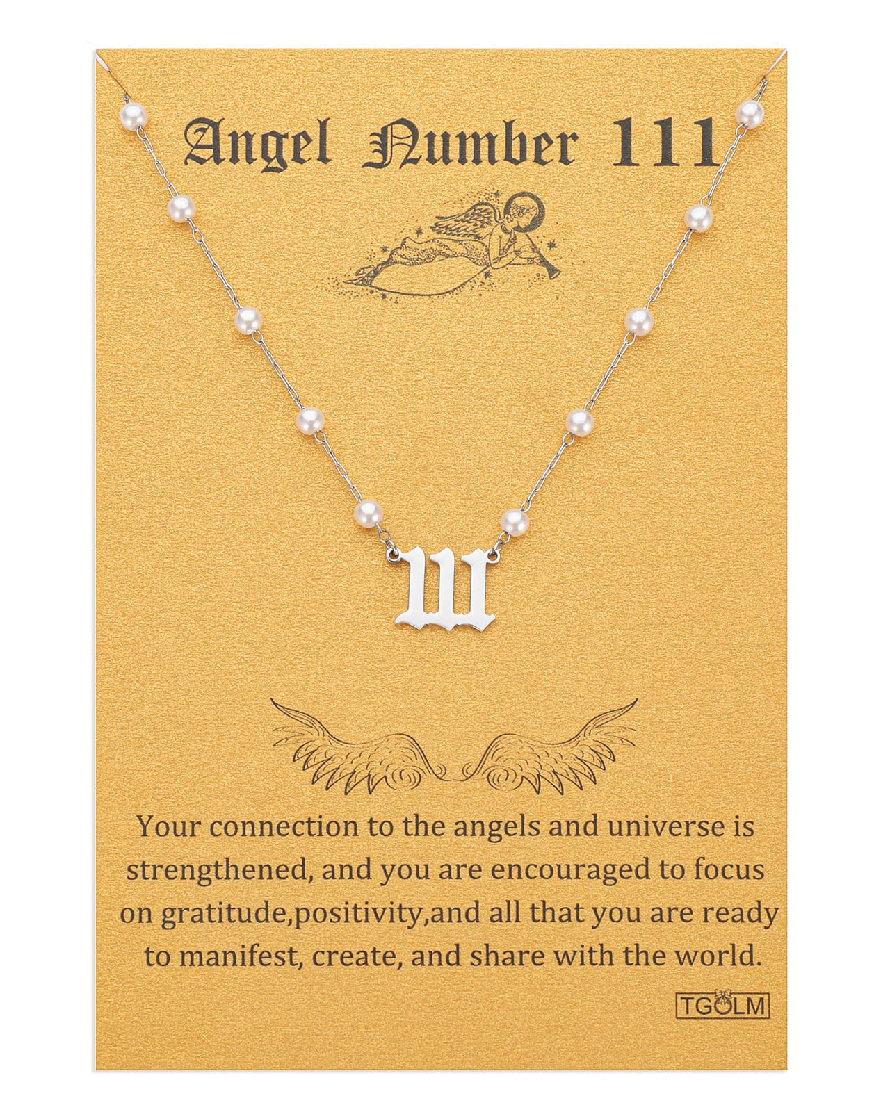 Angel Number Necklace Digital necklace 18k Gold Plated Stainless Steel Faux Pearl Choker Chain Gift for Women Girl