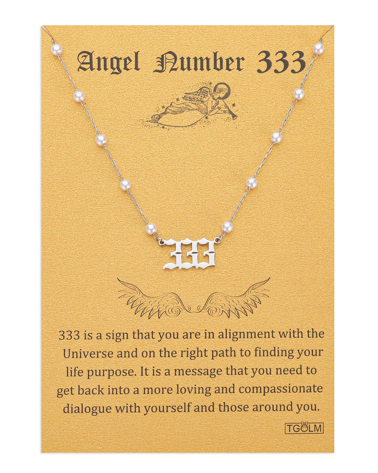 Angel Number Necklace Digital necklace 18k Gold Plated Stainless Steel Faux Pearl Choker Chain Gift for Women Girl