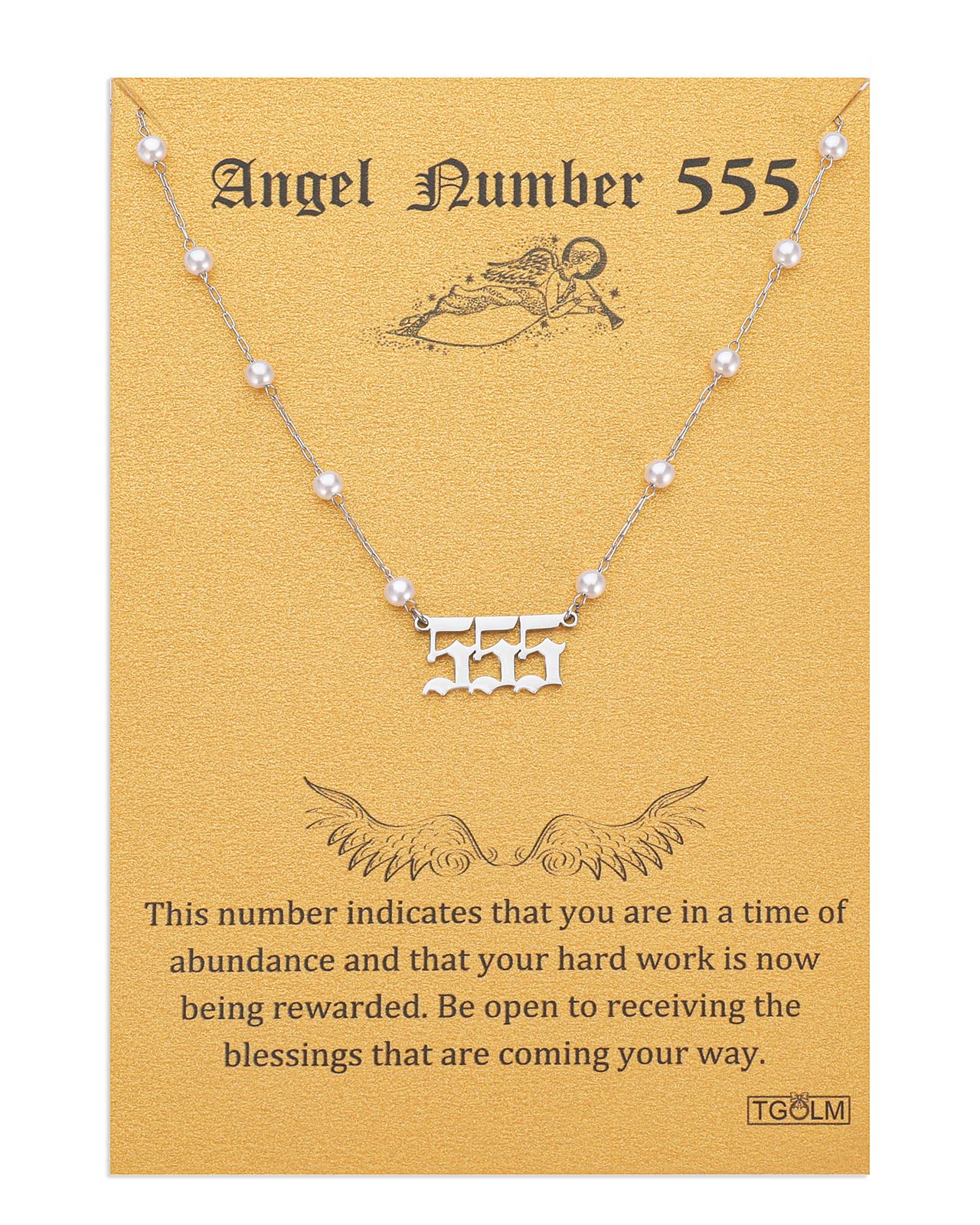 Angel Number Necklace Digital necklace 18k Gold Plated Stainless Steel Faux Pearl Choker Chain Gift for Women Girl