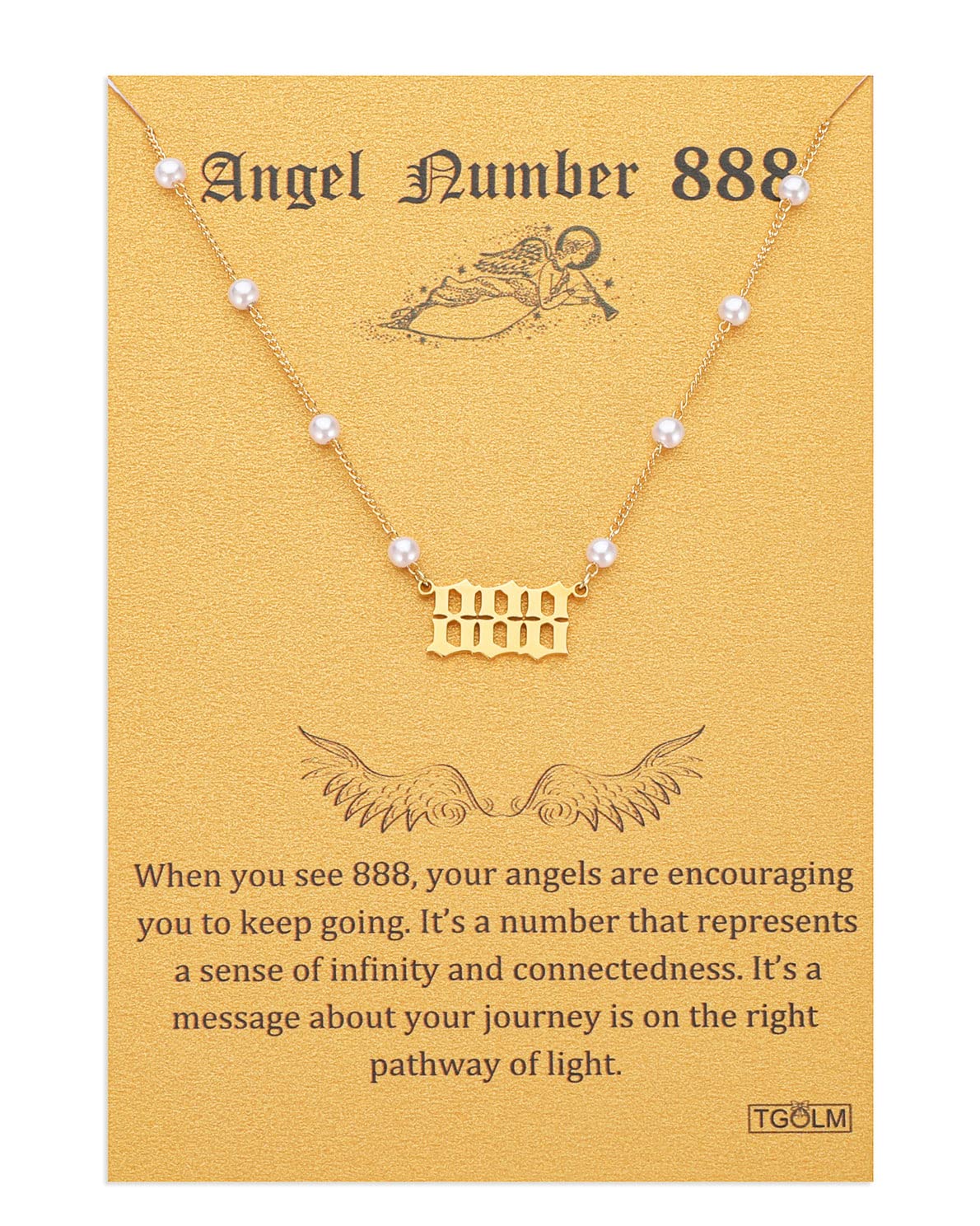 Angel Number Necklace Digital necklace 18k Gold Plated Stainless Steel Faux Pearl Choker Chain Gift for Women Girl