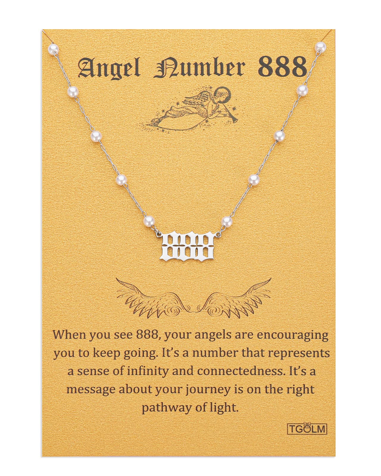 Angel Number Necklace Digital necklace 18k Gold Plated Stainless Steel Faux Pearl Choker Chain Gift for Women Girl