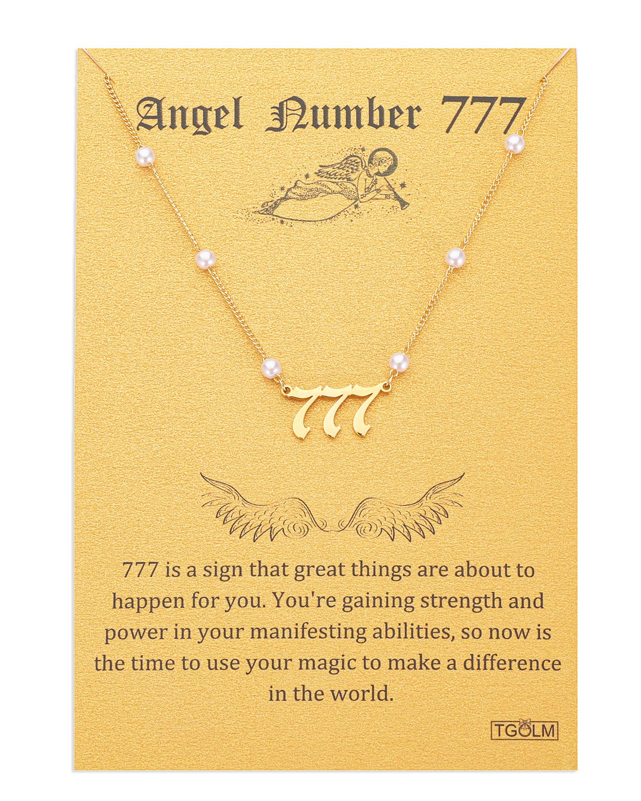 Angel Number Necklace Digital necklace 18k Gold Plated Stainless Steel Faux Pearl Choker Chain Gift for Women Girl