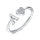 JSJOY FashionS925 Sterling Silver Initial Rings for Teen Girls Women Adjustable Initial Rings for Women Heart Rings Silver Rings for Girls Stackable Alphabet Letter Rings for Teen Girls Women Gifts