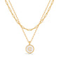 JSJOY Layered Gold Initial Necklaces for Women, Chunky 14K Gold Plated Paperclip Chain Necklace for Women Gold Coin Simple Letter Pendant Necklace Layering Necklaces Layered Necklace for Women Gold Jewelry