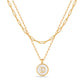 JSJOY Layered Gold Initial Necklaces for Women, Chunky 14K Gold Plated Paperclip Chain Necklace for Women Gold Coin Simple Letter Pendant Necklace Layering Necklaces Layered Necklace for Women Gold Jewelry
