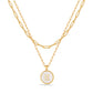 JSJOY Layered Gold Initial Necklaces for Women, Chunky 14K Gold Plated Paperclip Chain Necklace for Women Gold Coin Simple Letter Pendant Necklace Layering Necklaces Layered Necklace for Women Gold Jewelry