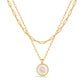 JSJOY Layered Gold Initial Necklaces for Women, Chunky 14K Gold Plated Paperclip Chain Necklace for Women Gold Coin Simple Letter Pendant Necklace Layering Necklaces Layered Necklace for Women Gold Jewelry