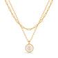 JSJOY Layered Gold Initial Necklaces for Women, Chunky 14K Gold Plated Paperclip Chain Necklace for Women Gold Coin Simple Letter Pendant Necklace Layering Necklaces Layered Necklace for Women Gold Jewelry