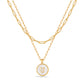 JSJOY Layered Gold Initial Necklaces for Women, Chunky 14K Gold Plated Paperclip Chain Necklace for Women Gold Coin Simple Letter Pendant Necklace Layering Necklaces Layered Necklace for Women Gold Jewelry