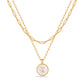 JSJOY Layered Gold Initial Necklaces for Women, Chunky 14K Gold Plated Paperclip Chain Necklace for Women Gold Coin Simple Letter Pendant Necklace Layering Necklaces Layered Necklace for Women Gold Jewelry