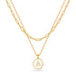 JSJOY Layered Gold Initial Necklaces for Women, Chunky 14K Gold Plated Paperclip Chain Necklace for Women Gold Coin Simple Letter Pendant Necklace Layering Necklaces Layered Necklace for Women Gold Jewelry