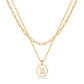 JSJOY Layered Gold Initial Necklaces for Women, Chunky 14K Gold Plated Paperclip Chain Necklace for Women Gold Coin Simple Letter Pendant Necklace Layering Necklaces Layered Necklace for Women Gold Jewelry