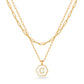 JSJOY Layered Gold Initial Necklaces for Women, Chunky 14K Gold Plated Paperclip Chain Necklace for Women Gold Coin Simple Letter Pendant Necklace Layering Necklaces Layered Necklace for Women Gold Jewelry