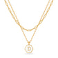 JSJOY Layered Gold Initial Necklaces for Women, Chunky 14K Gold Plated Paperclip Chain Necklace for Women Gold Coin Simple Letter Pendant Necklace Layering Necklaces Layered Necklace for Women Gold Jewelry
