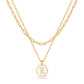 JSJOY Layered Gold Initial Necklaces for Women, Chunky 14K Gold Plated Paperclip Chain Necklace for Women Gold Coin Simple Letter Pendant Necklace Layering Necklaces Layered Necklace for Women Gold Jewelry