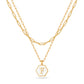 JSJOY Layered Gold Initial Necklaces for Women, Chunky 14K Gold Plated Paperclip Chain Necklace for Women Gold Coin Simple Letter Pendant Necklace Layering Necklaces Layered Necklace for Women Gold Jewelry