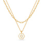 JSJOY Layered Gold Initial Necklaces for Women, Chunky 14K Gold Plated Paperclip Chain Necklace for Women Gold Coin Simple Letter Pendant Necklace Layering Necklaces Layered Necklace for Women Gold Jewelry