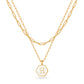 JSJOY Layered Gold Initial Necklaces for Women, Chunky 14K Gold Plated Paperclip Chain Necklace for Women Gold Coin Simple Letter Pendant Necklace Layering Necklaces Layered Necklace for Women Gold Jewelry