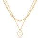 JSJOY Layered Gold Initial Necklaces for Women, Chunky 14K Gold Plated Paperclip Chain Necklace for Women Gold Coin Simple Letter Pendant Necklace Layering Necklaces Layered Necklace for Women Gold Jewelry