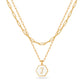 JSJOY Layered Gold Initial Necklaces for Women, Chunky 14K Gold Plated Paperclip Chain Necklace for Women Gold Coin Simple Letter Pendant Necklace Layering Necklaces Layered Necklace for Women Gold Jewelry