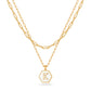 JSJOY Layered Gold Initial Necklaces for Women, Chunky 14K Gold Plated Paperclip Chain Necklace for Women Gold Coin Simple Letter Pendant Necklace Layering Necklaces Layered Necklace for Women Gold Jewelry