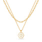 JSJOY Layered Gold Initial Necklaces for Women, Chunky 14K Gold Plated Paperclip Chain Necklace for Women Gold Coin Simple Letter Pendant Necklace Layering Necklaces Layered Necklace for Women Gold Jewelry