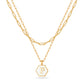 JSJOY Layered Gold Initial Necklaces for Women, Chunky 14K Gold Plated Paperclip Chain Necklace for Women Gold Coin Simple Letter Pendant Necklace Layering Necklaces Layered Necklace for Women Gold Jewelry