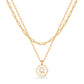 JSJOY Layered Gold Initial Necklaces for Women, Chunky 14K Gold Plated Paperclip Chain Necklace for Women Gold Coin Simple Letter Pendant Necklace Layering Necklaces Layered Necklace for Women Gold Jewelry