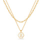JSJOY Layered Gold Initial Necklaces for Women, Chunky 14K Gold Plated Paperclip Chain Necklace for Women Gold Coin Simple Letter Pendant Necklace Layering Necklaces Layered Necklace for Women Gold Jewelry