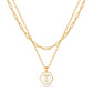 JSJOY Layered Gold Initial Necklaces for Women, Chunky 14K Gold Plated Paperclip Chain Necklace for Women Gold Coin Simple Letter Pendant Necklace Layering Necklaces Layered Necklace for Women Gold Jewelry