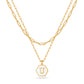 JSJOY Layered Gold Initial Necklaces for Women, Chunky 14K Gold Plated Paperclip Chain Necklace for Women Gold Coin Simple Letter Pendant Necklace Layering Necklaces Layered Necklace for Women Gold Jewelry