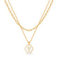 JSJOY Layered Gold Initial Necklaces for Women, Chunky 14K Gold Plated Paperclip Chain Necklace for Women Gold Coin Simple Letter Pendant Necklace Layering Necklaces Layered Necklace for Women Gold Jewelry