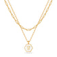 JSJOY Layered Gold Initial Necklaces for Women, Chunky 14K Gold Plated Paperclip Chain Necklace for Women Gold Coin Simple Letter Pendant Necklace Layering Necklaces Layered Necklace for Women Gold Jewelry